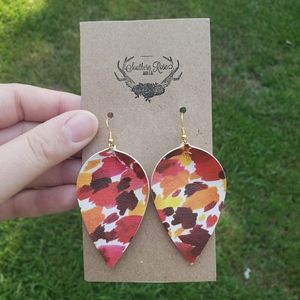 Fall watercolor floral pinched petal earrings